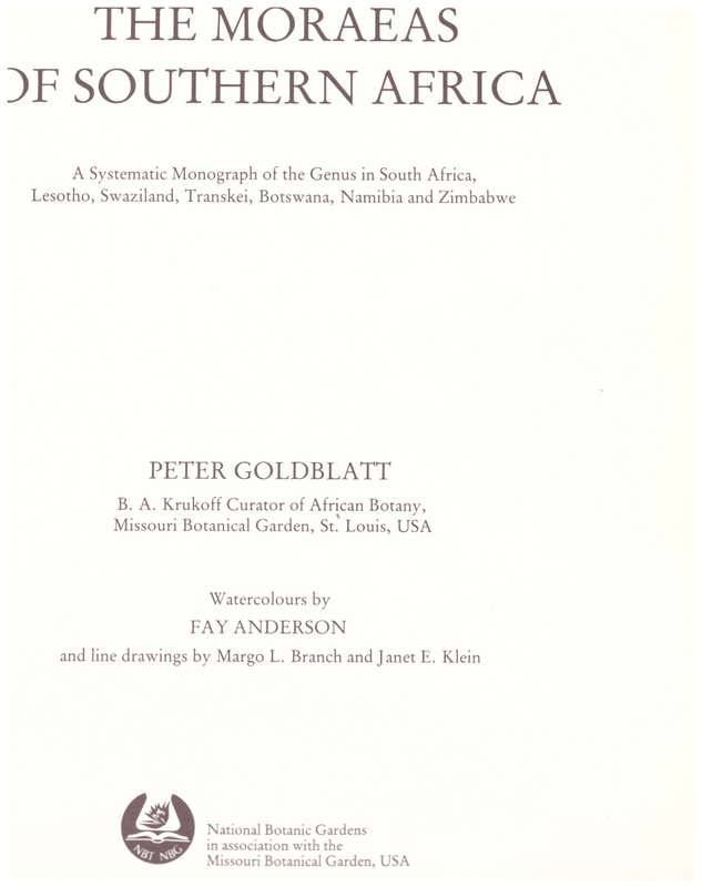 THE MORAEAS OF SOUTHERN AFRICA