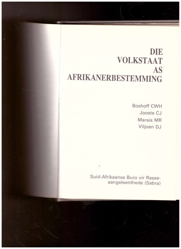 DIE VOLKSTAAT AS AFRIKANER BESTEMMING