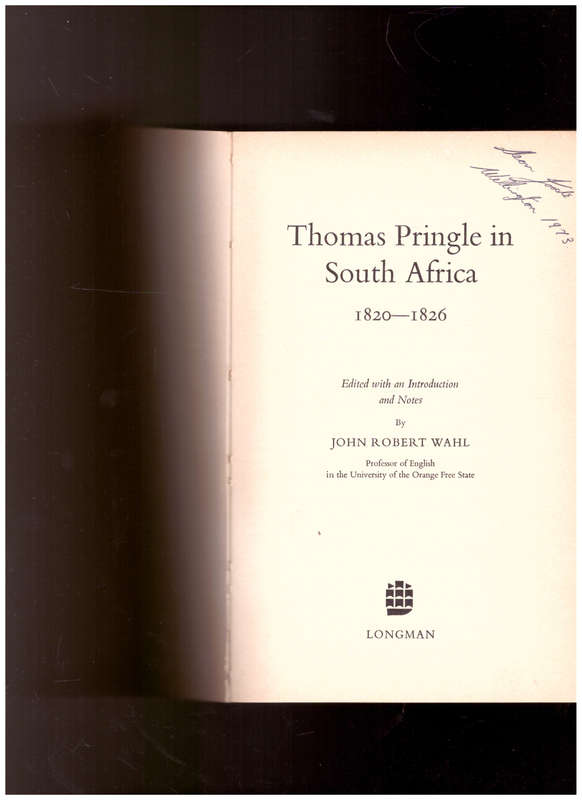 THOMAS PRINGLE IN SOUTH AFRICA