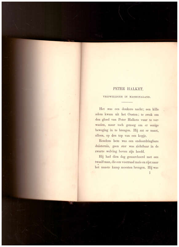 PETER HALKET VAN MASHONALAND deur OLIVER SCHREINER 1 STE UITG. 1897