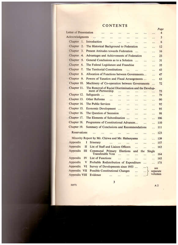 REPORT OF THE ADVISORY COMMISSION ON REVIEW OF CONSTITUTION OF RHODESIA AND NYASSALAND