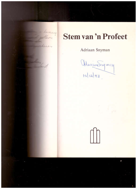 STEM VAN `N PROFEET deur ADRIAAN SNYMAN *GETEKEN*