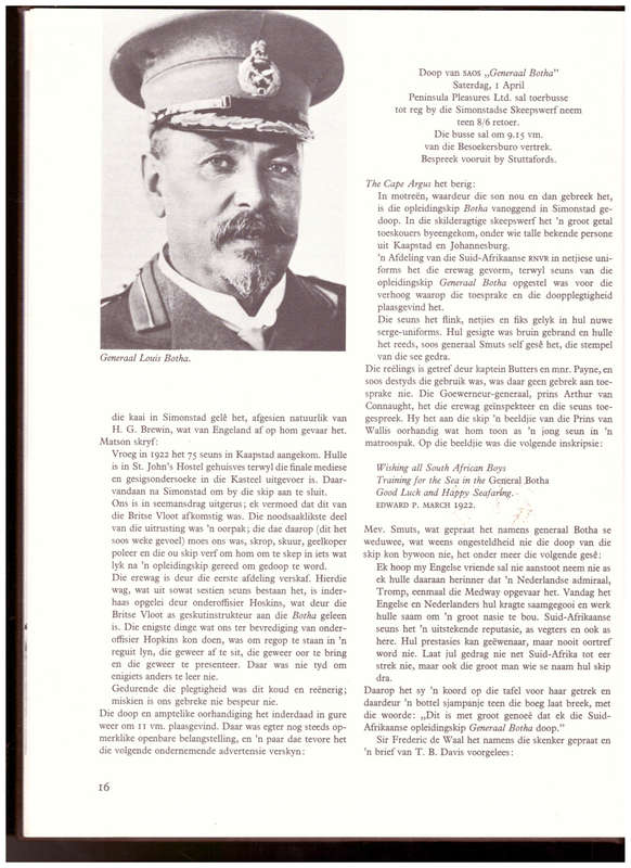 `N NAAM WAT SEEVAARDERS EER: `N GESKIEDENIS VAN DIE OPLEIDINGSKIP GENERAAL LOUIS BOTHA