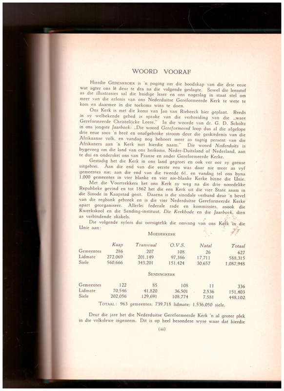 ONS N.G. KERK: GEDENKBOEK BY ONS DERDE EEUFEES 1952