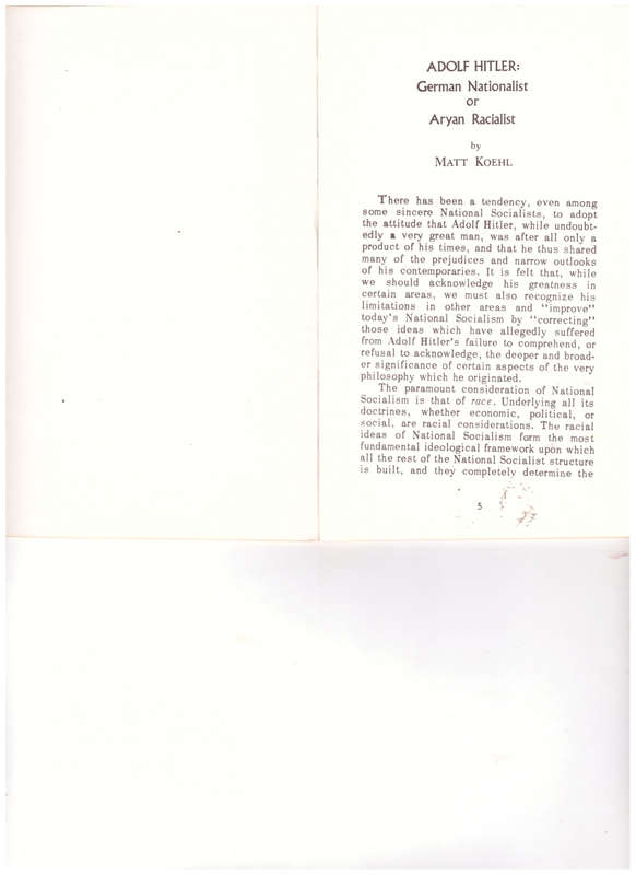 HITLER: GERMAN NATIONALIST OR ARYAN RACIALIST