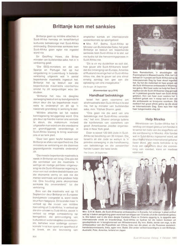 S.A.OORSIG TYDSKRIFTE FEB.1985-DES. 1985 GEBIND IN HARDEBAND