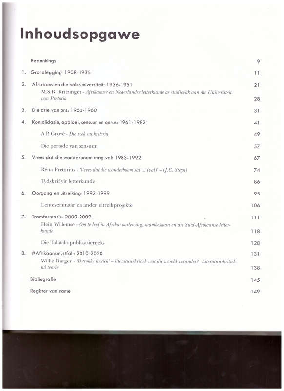 ONVERDROTE VLYT: `N GESKIEDENIS IN BEELD VAN DIE DEPT. AFRIKAANS, UNIVERSITEIT VAN PRETORIA 1908-202