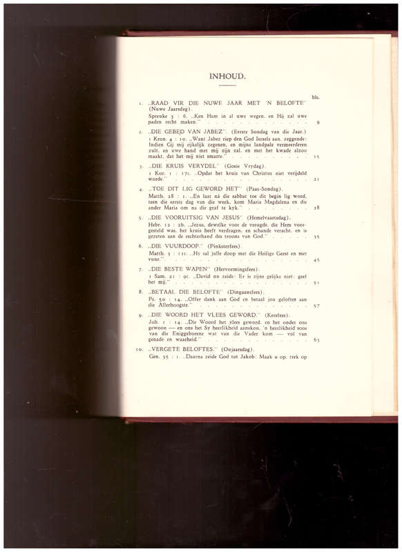 SONDAGSTILTE: 52 PREKE DEUR DS. J.S. THERON 1931