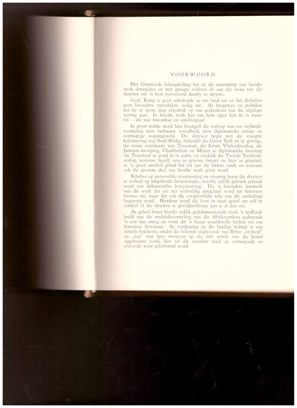 VIR VRYHEID EN VIR REG deur GENERAAL J.C.G. KEMP, 1 STE UITG. 1941