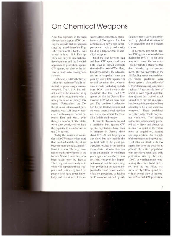 BRIEFING BOOK ON CHEMICAL WEAPONS, THREAT, EFFECTS AND PROTECTION.