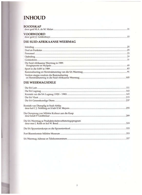 SUID-AFRIKAANSE WEERMAG OORSIG 1990