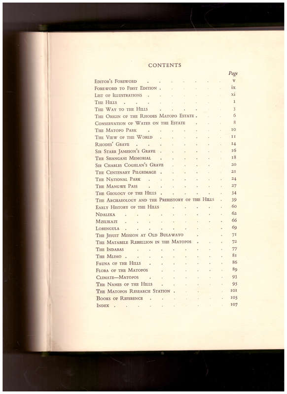 THE MATOPOS, 1 ST ED. 1956, SIGNED AND DATED