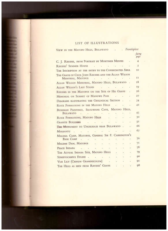THE MATOPOS, 1 ST ED. 1956, SIGNED AND DATED