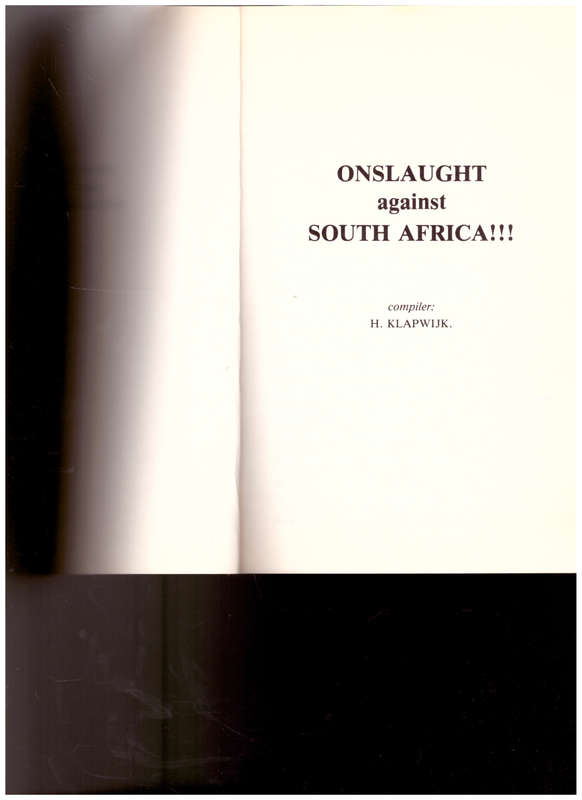 ONSLAUGHT AGAINST SOUTH AFRICA by H. KLAPWIJK