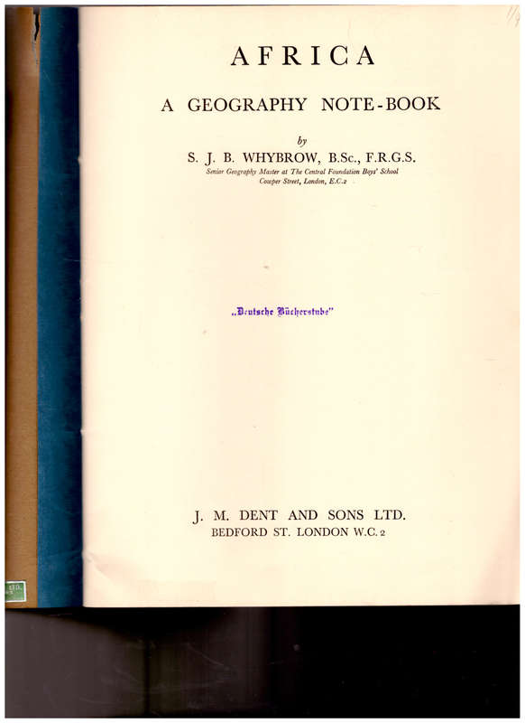 AFRICA: A GEOGRAPHY NOTE-BOOK 1937