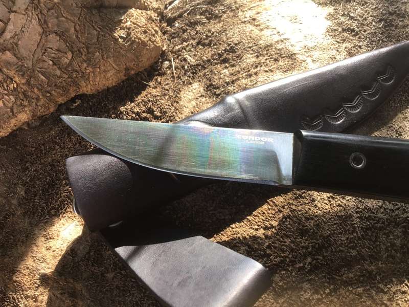 CONDOR URBAN EDC PUUKKO KNIFE 3,29 1095 CARBON STEEL BLADE, PLACK PAPER MICARTA HANDLE, WELTED SHEA