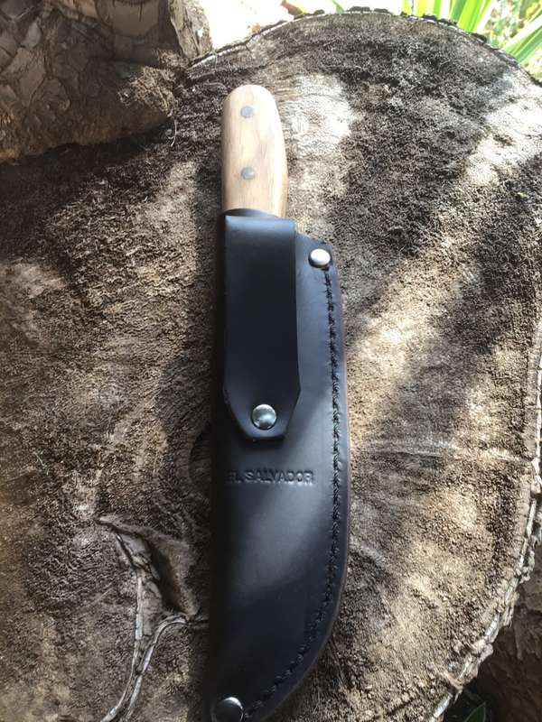 CONDOR BUSHCRAFT BASIC CAMP KNIFE 5 CARBON STEEL BLACK BLADE, HARDWOOD HANDLE, LEATHER SHEATH