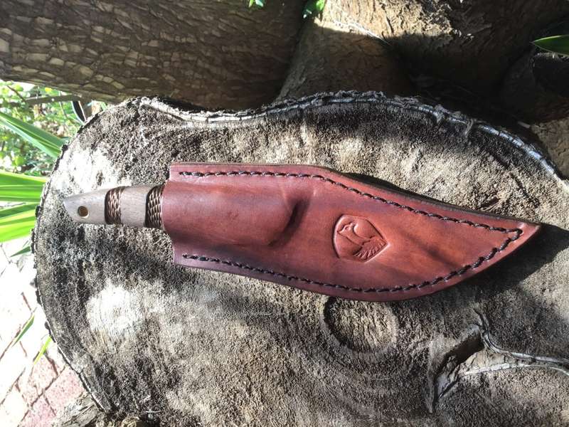 CONDOR HEADSTRONG KNIFE 4,02 1095 CARBON STEEL BLADE, WALNUT HANDLE, WELTED LEATHER SHEATH CTK2813