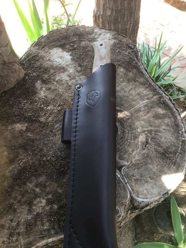 CONDOR LOW DRAG KNIFE 6,58 1075 CARBON STEEL BLADE, MICARTA HANDLE, WELTED LEATHER SHEATH CTK2814