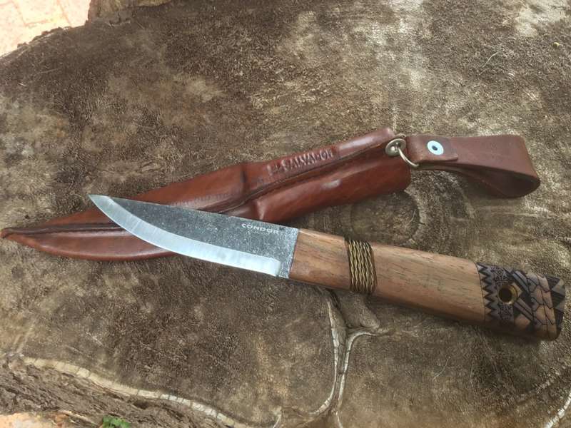 CONDOR INDIGENOUS PUUKKO KNIFE 3,9 1095 CARBON STEEL BLADE, WALNUT HANDLE, WELTED LEATHER SHEATH CT