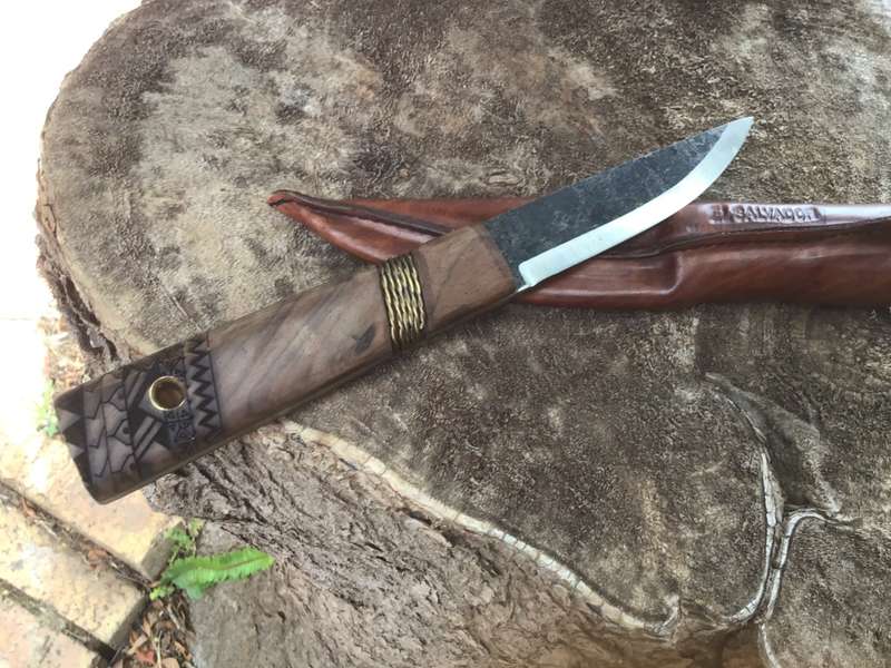 CONDOR INDIGENOUS PUUKKO KNIFE 3,9 1095 CARBON STEEL BLADE, WALNUT HANDLE, WELTED LEATHER SHEATH CT