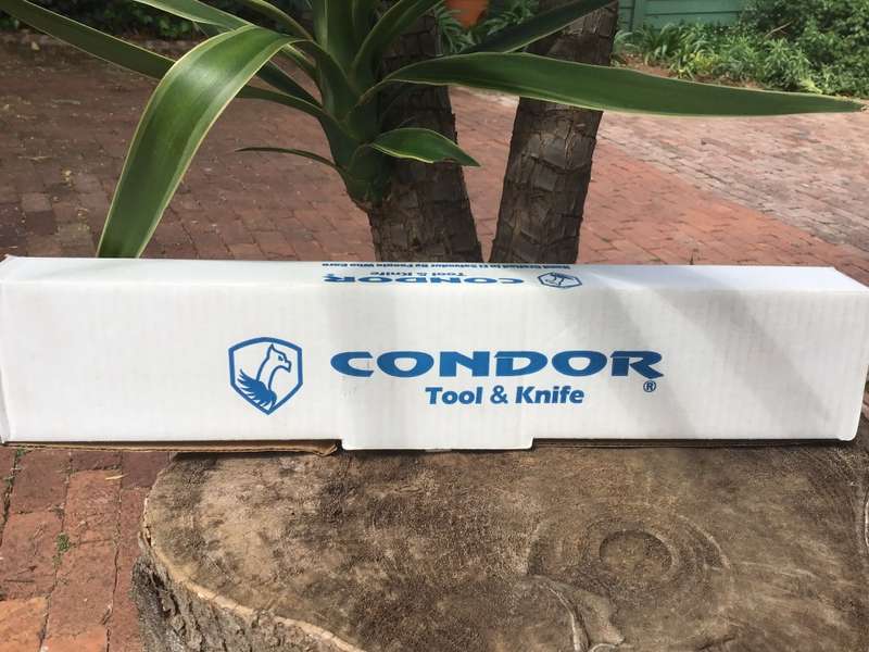 CONDOR MOONSHINER KNIFE 9 CARBON STEEL BLADE, HARDWOOD HANDLE, LEATHER SHEATH