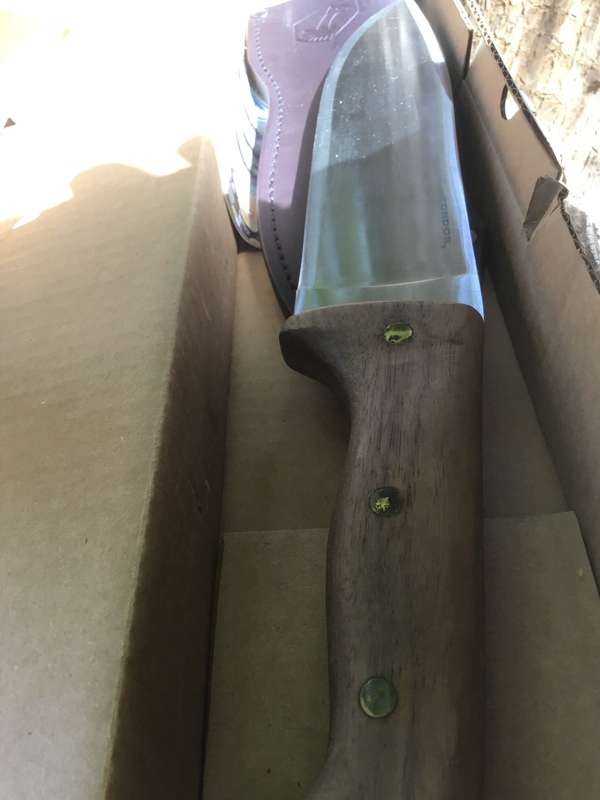 CONDOR MOONSHINER KNIFE 9 CARBON STEEL BLADE, HARDWOOD HANDLE, LEATHER SHEATH
