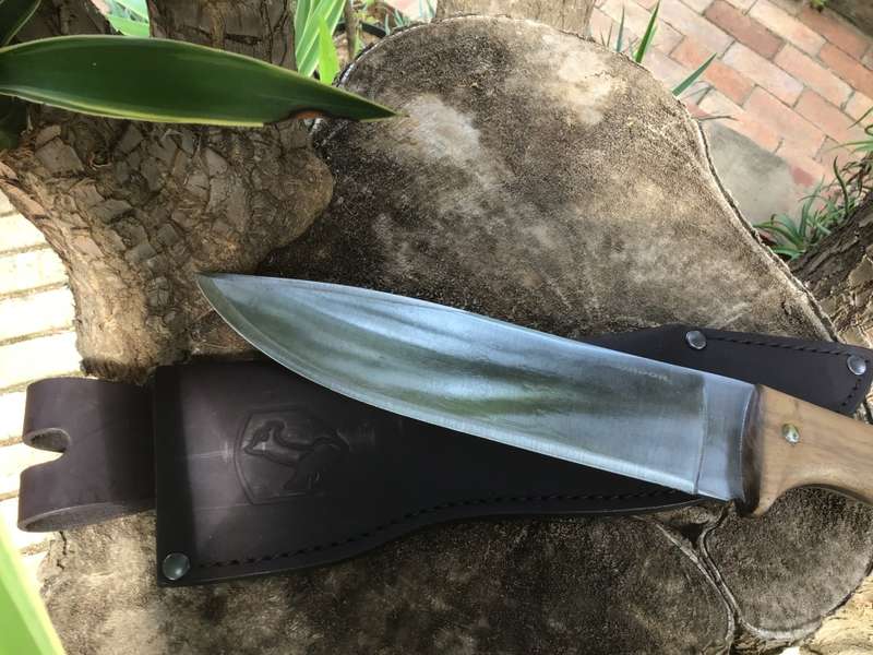 CONDOR MOONSHINER KNIFE 9 CARBON STEEL BLADE, HARDWOOD HANDLE, LEATHER SHEATH