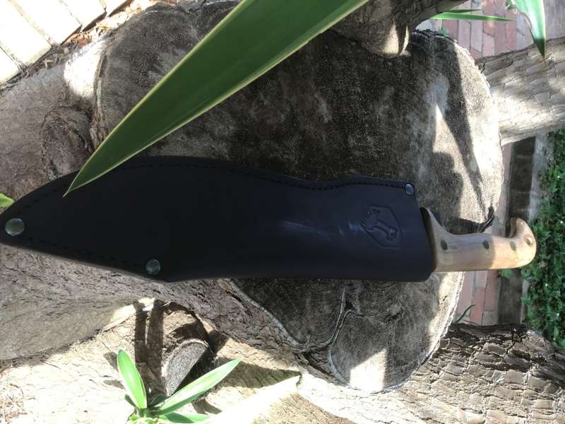 CONDOR MOONSHINER KNIFE 9 CARBON STEEL BLADE, HARDWOOD HANDLE, LEATHER SHEATH