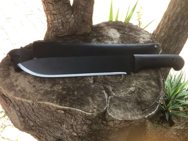 CONDOR KUMUNGA CAMP KNIFE 10-1/4 BLACK CARBON STEEL BLADE, POLYPROPYLENE HANDLE, LEATHER SHEATH