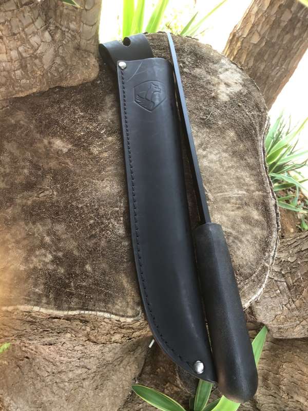 CONDOR KUMUNGA CAMP KNIFE 10-1/4 BLACK CARBON STEEL BLADE, POLYPROPYLENE HANDLE, LEATHER SHEATH