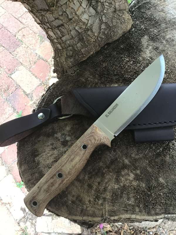 CONDOR DESERT ROMPER 4.5 CARBON STEEL BLADE, MICARTA HANDLE, LEATHER SHEATH