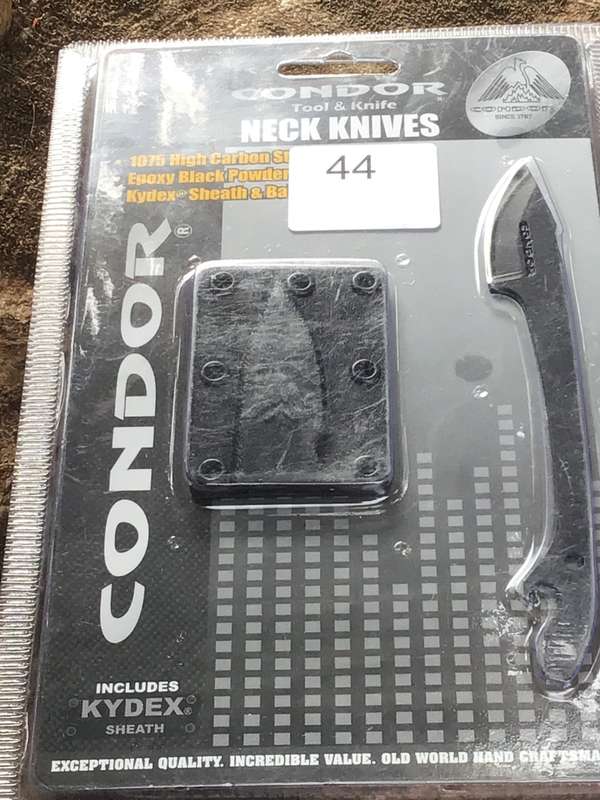 CONDOR BIRD AND TROUT NECK KNIFE CTK301HC WITH KYDEX SHEATH AND NECK BALL CHAIN