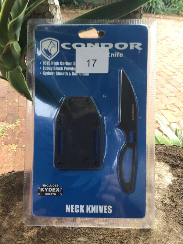 CONDOR TANGARA NECK KNIFE WITH KYDEX SHEATH, BALL NECK CHAIN