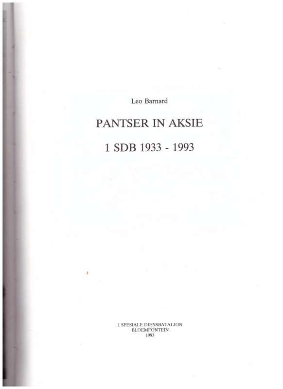 PANTSER IN AKSIE ,1 SDB 1933-1993
