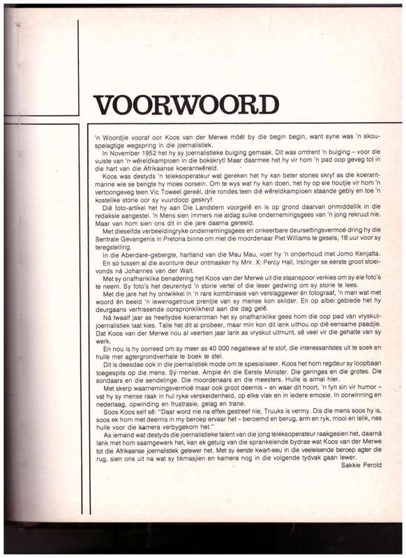 MY MENSE: HOOGTEPUNTE UIT DIE FOTO JOERNALISTIEK VAN KOOS VAN DER MERWE