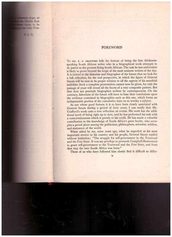 JAN SMUTS, BIOGRAPHY by F.S. CRAFFORD 1 ST ED. 1943
