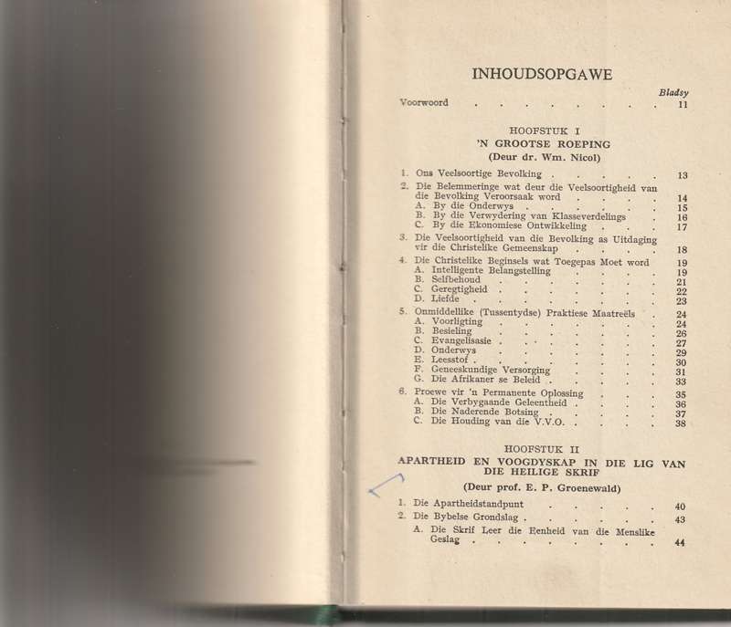REGVERDIGE RASSE-APARTHEID deur PROF. DR. G. CRONJE 1 STE UITG. 1947