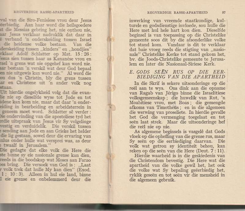 REGVERDIGE RASSE-APARTHEID deur PROF. DR. G. CRONJE 1 STE UITG. 1947