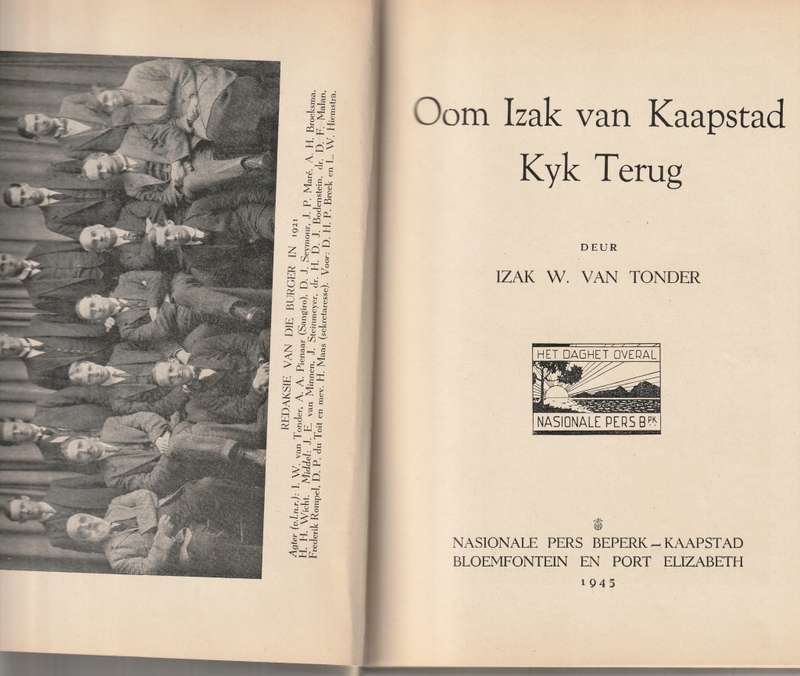 OOM IZAK VAN KAAPSTAD KYK TERUG deur IZAK W. VAN TONDER