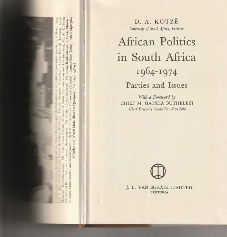 AFRICAN POLITICS IN SOUTH AFRICA 1964-1974 PARTIES AND ISSUES