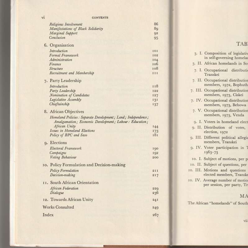 AFRICAN POLITICS IN SOUTH AFRICA 1964-1974 PARTIES AND ISSUES