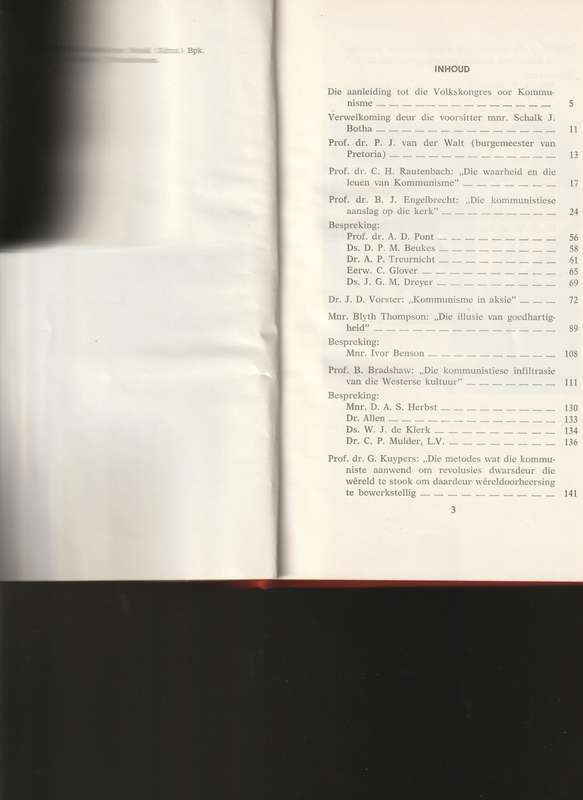 VOLKSKONGRES OOR KOMMUNISME 31 MAART-2 APRIL 1964, PRETORIA STADSAAL