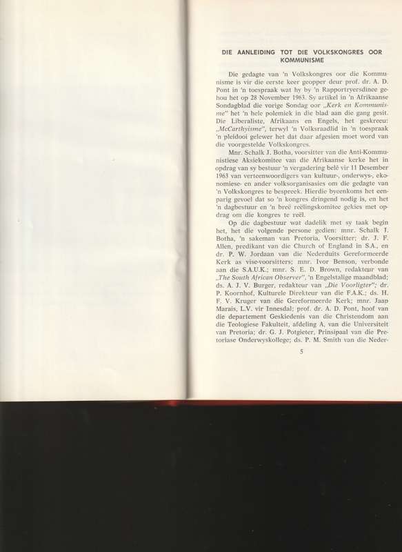 VOLKSKONGRES OOR KOMMUNISME 31 MAART-2 APRIL 1964, PRETORIA STADSAAL
