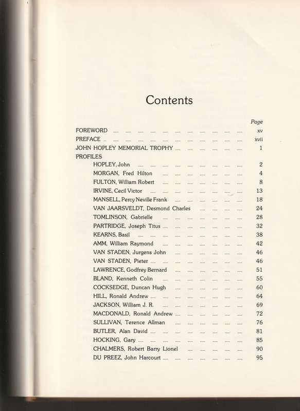 RHODESIAN SPORTS PROFILES 1907-1979