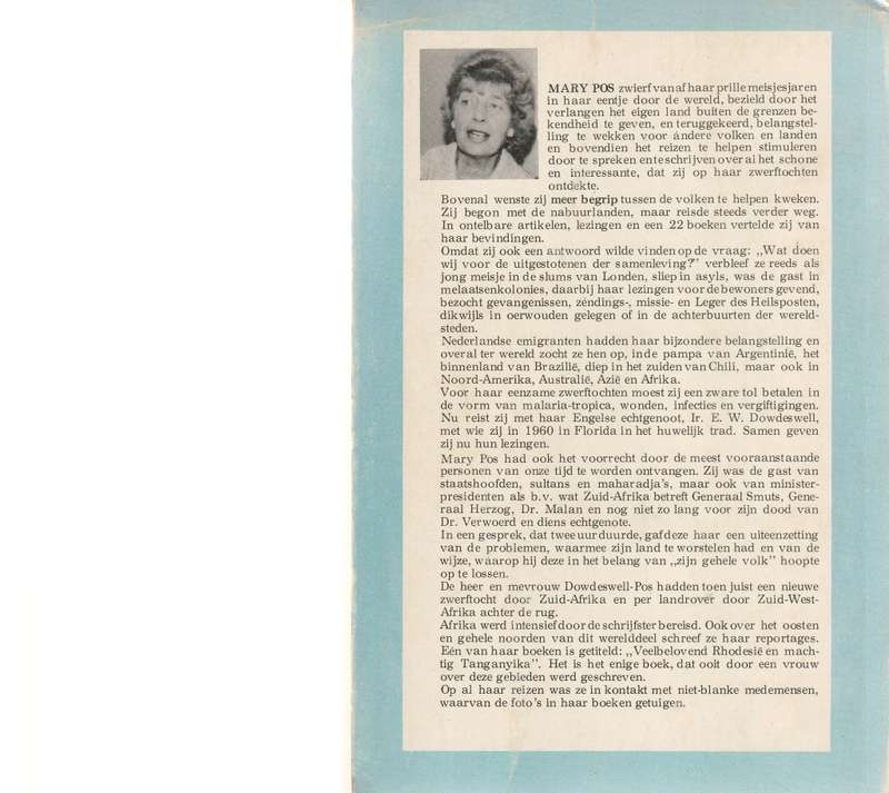 WIE WAS DR. VERWOERD deur MARY POS