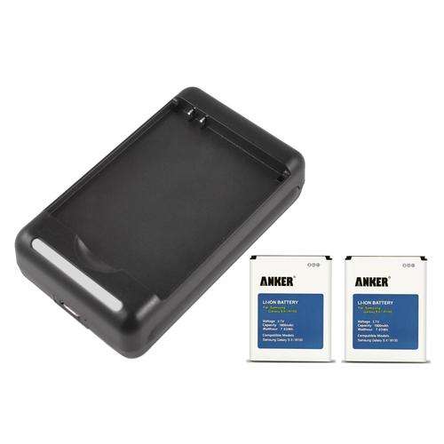 Anker 2 x 1900mAh Batteries for Samsung Galaxy S2 II GT-I9100, Galaxy S2 II I9100 + Charger (New)