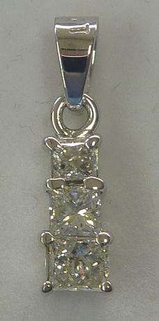 **GLITTERING [R28411]** PRINCESS CUT DIAMOND [0.500ct] PENDANT [WHITE GOLD] -  BUY SAFE