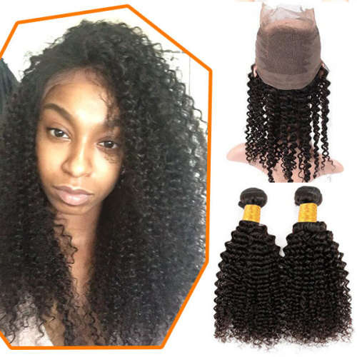 Brazilian Hair/Peruvian Hair 200g with a 360 Closure (Body/Straight/Curly/Kinky Curly)