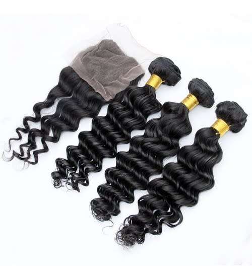 Brazilian , Peruvian Hair Deep Wave 3+1